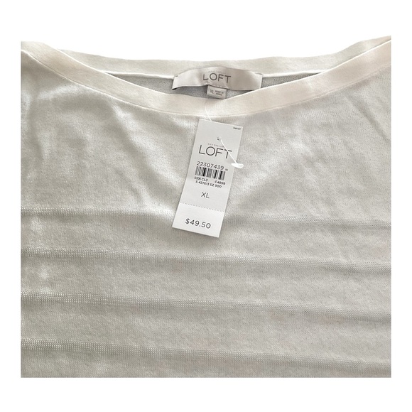 LOFT Cream Striped Sweater - XL - Picture 3 of 7